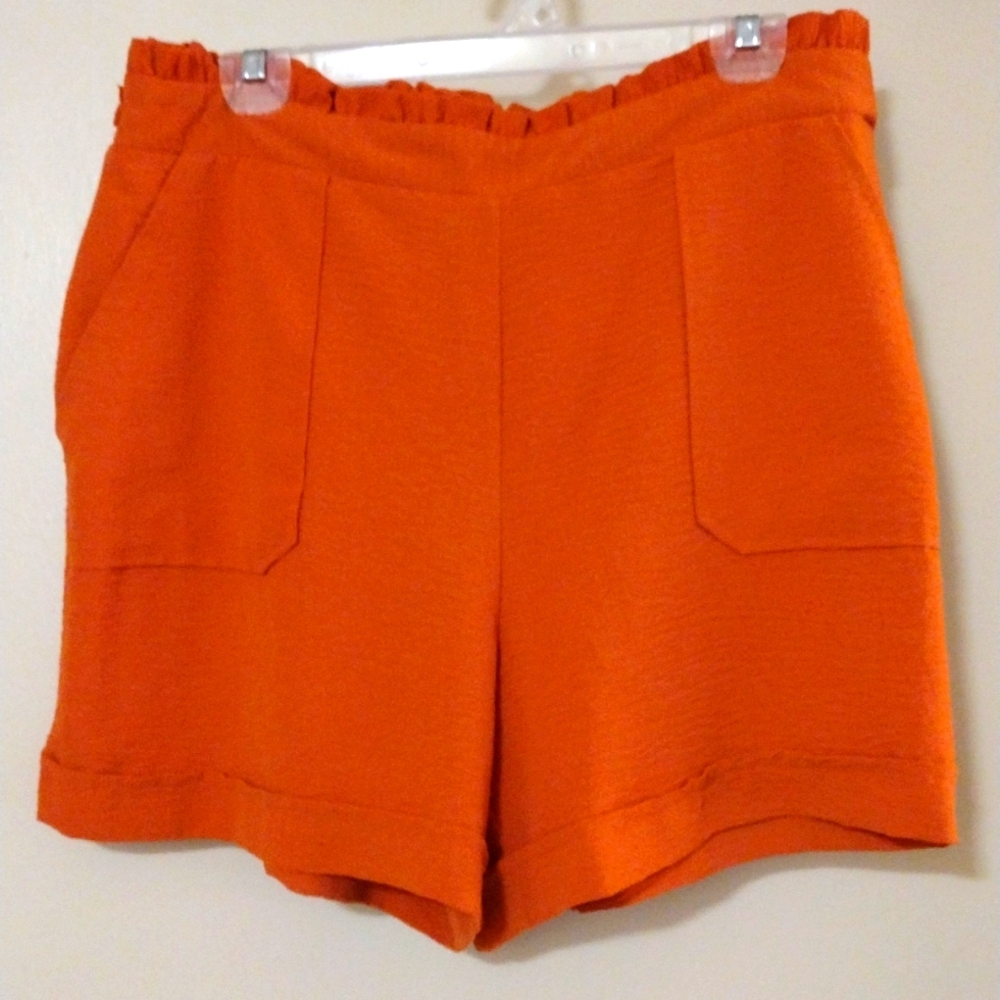 New York & Company Orange High Waist Shorts